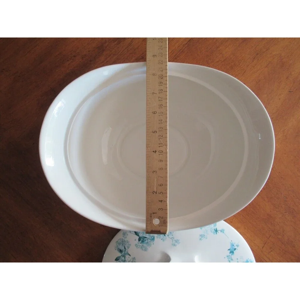 Hallcraft Hall Blue FROST FLOWERS Oval Covered Casserole Dish Lid Eva Zeisel MCM